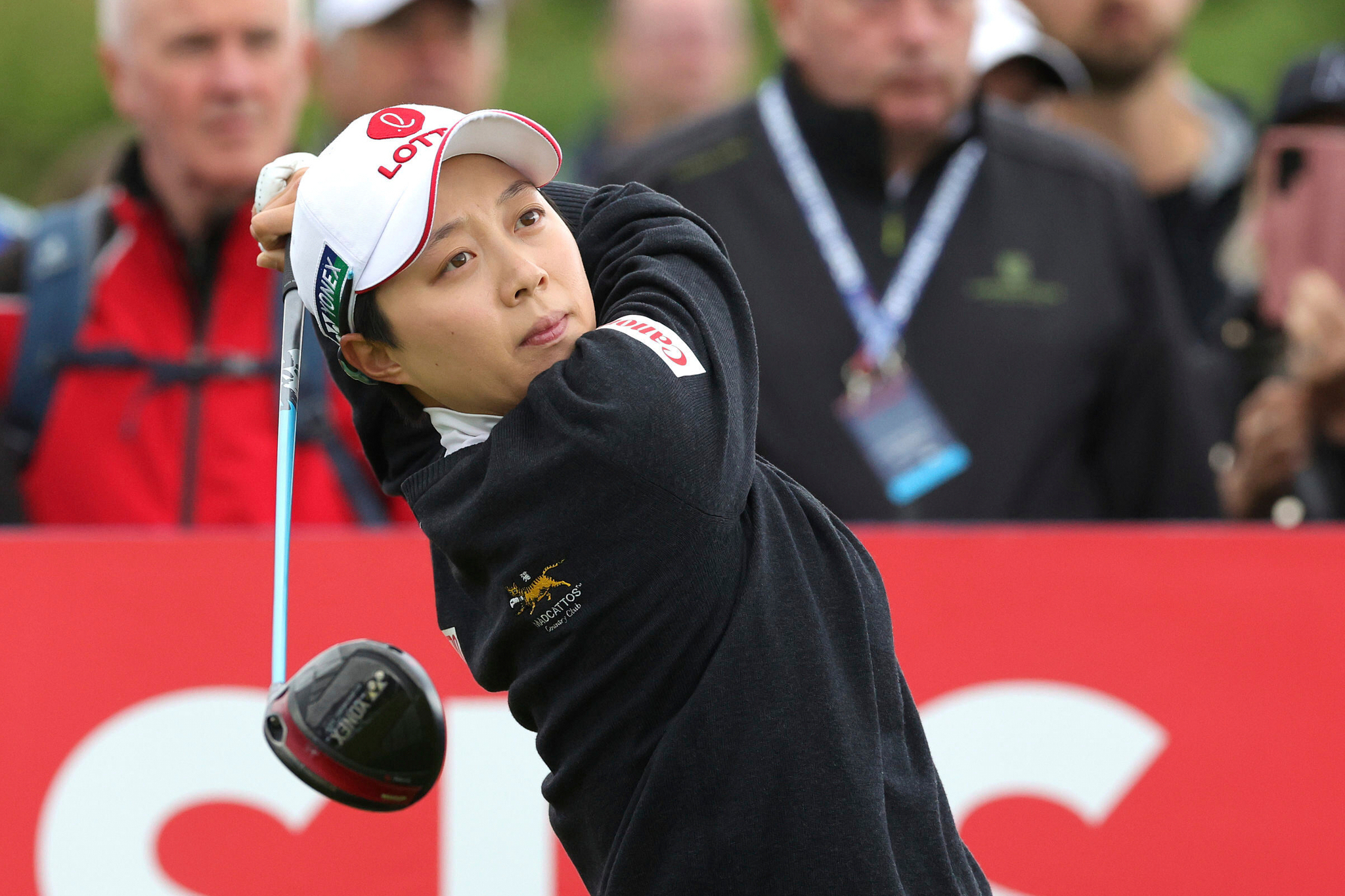Korea's Kim Hyo-joo plays off the 1st tee during the Women's Scottish Open at the Dundonald Links, Irvine, Scotland, July 27. [AP/YONHAP]
