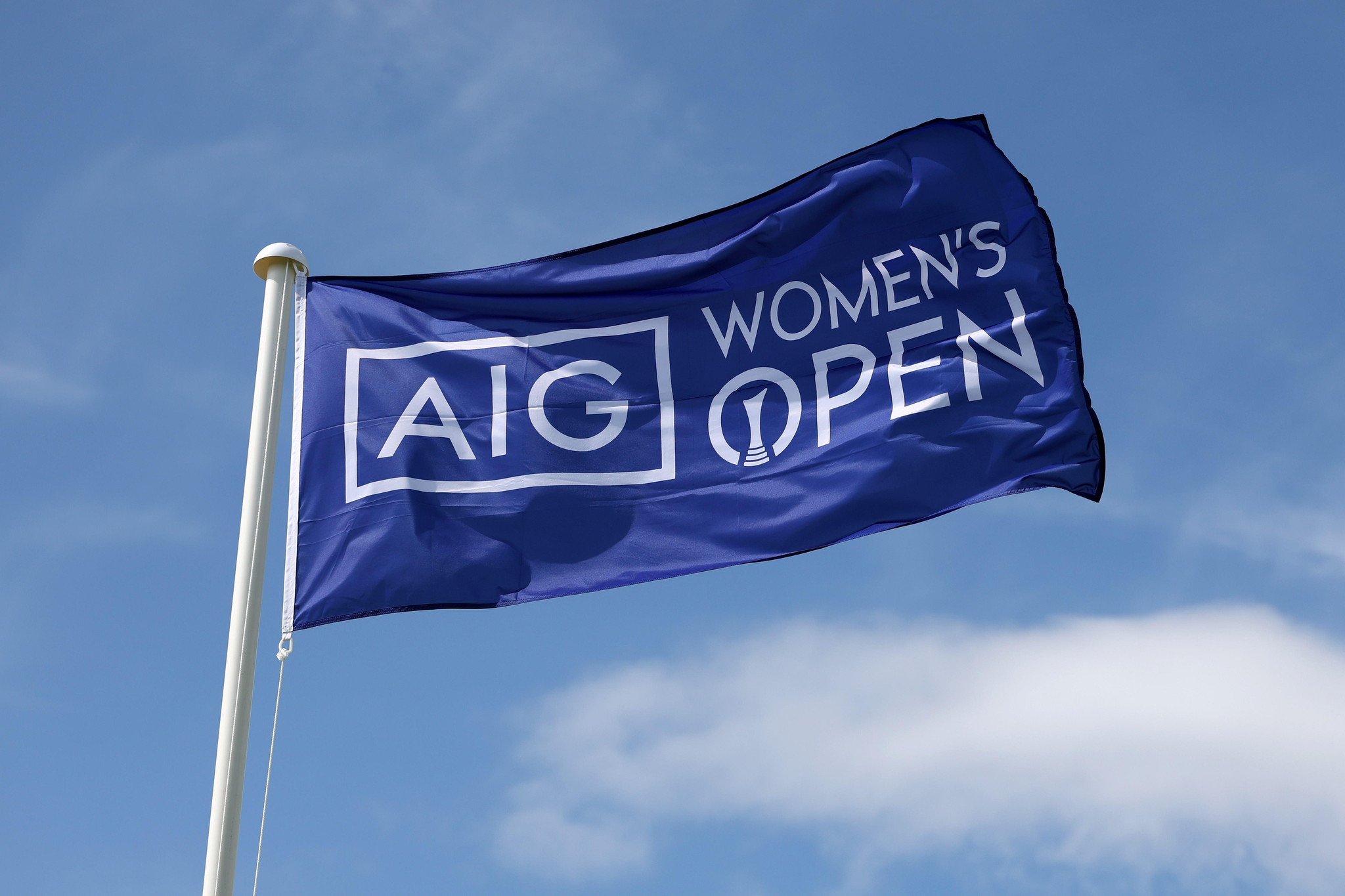 This photo provided by the R&A shows a flag bearing the logo of the AIG Women's Open at Royal Porthcawl Golf Club in Porthcawl, Wales, on July 28. [YONHAP]