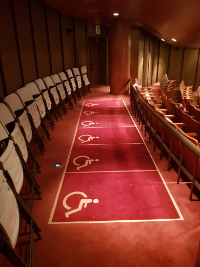 Wheelchair-accessible seats at the Myeongdong Theater in Jung District, central Seoul [MYEONGDONG THEATER[