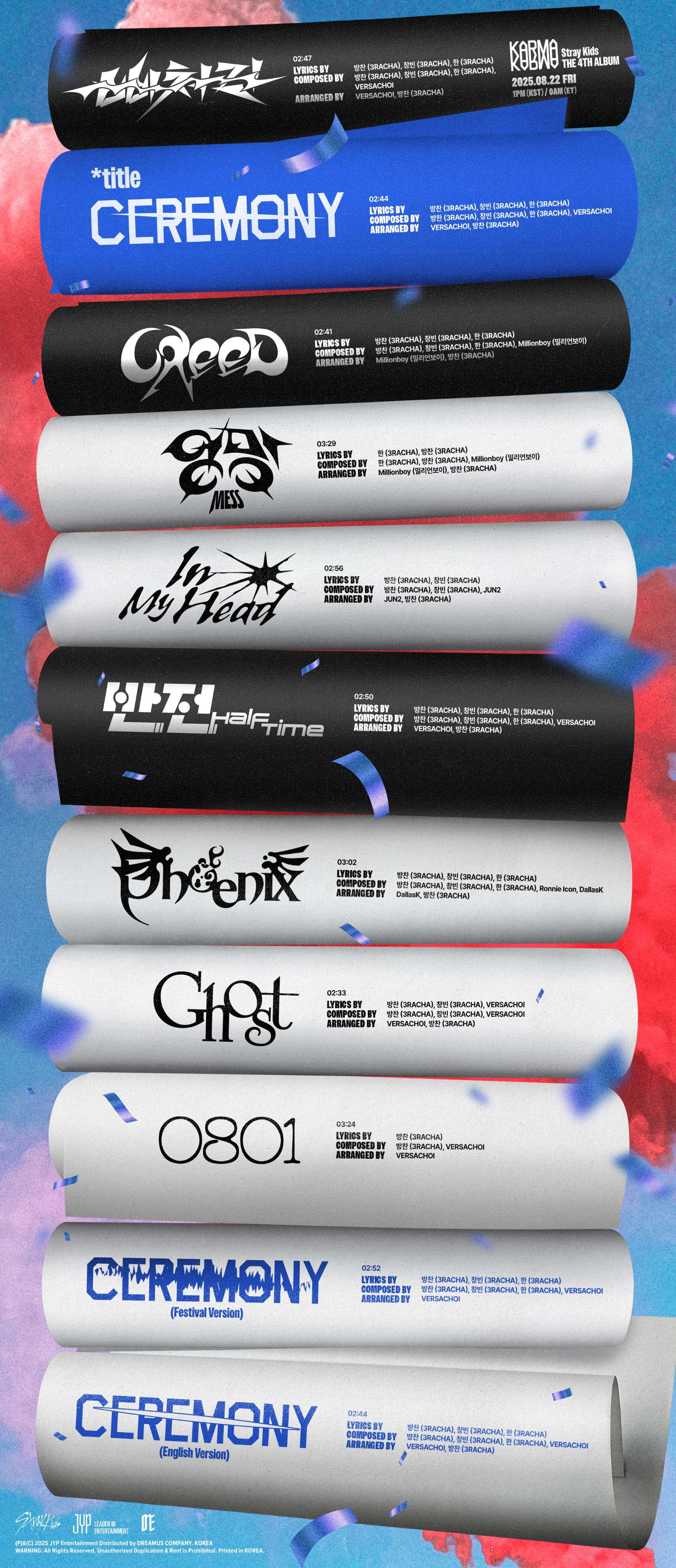 Tracklist for Stray Kids' upcoming album ″Karma″ [JYP ENTERTAINMENT]