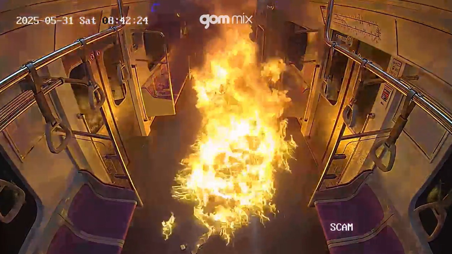 A man surnamed Won set fire on a subway train traveling between Yeouinaru and Mapo stations on May 31. [SEOUL SOUTHERN DISTRICT PROSECUTORS' OFFICE] 