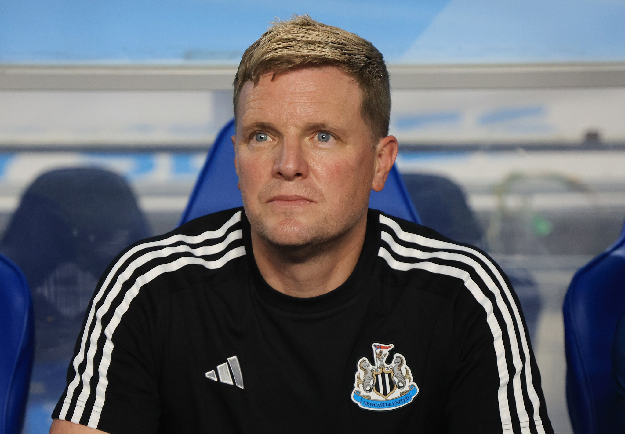 Newcastle United manager Eddie Howe looks on during a Coupang Play Series match against Team K League at Suwon World Cup Stadium in Suwon, Gyeonggi on July 30. [NEWS1] 
