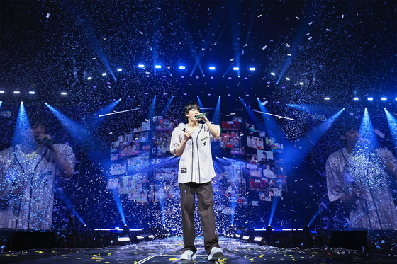 BTS member Jin performs during his solo U.S. fan concert tour in an undated photo provided by his agency, BigHit Music.  [BIGHIT MUSIC]