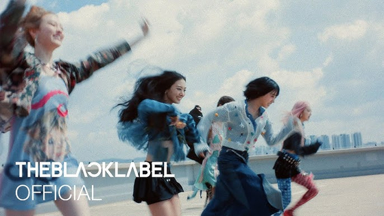 A YouTube thumbnail image for girl group Meovv’s “Drop Top″ music video, the lead track for its first EP “My Eyes Open VVide” released on May 12 [THE BLACK LABEL]