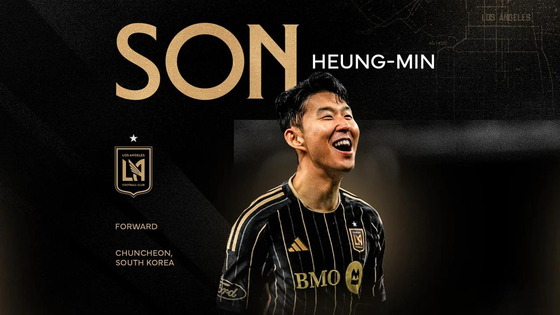 A promotional image released by Los Angeles FC shows Son Heung-min in an LAFC shirt.  [LOS ANGELES FC]