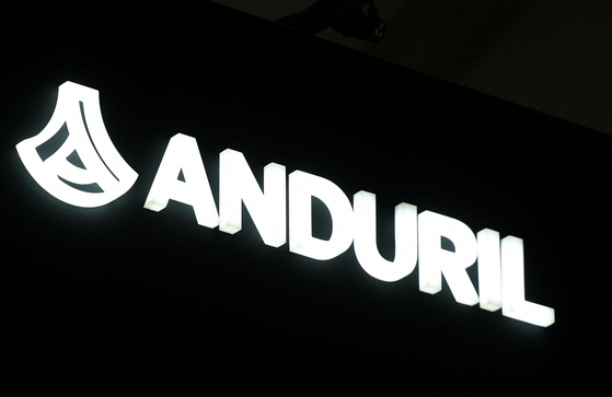 The Anduril logo is displayed at its stand at the Australian International Airshow in Avalon, Australia, on March 25. [REUTERS/YONHAP]