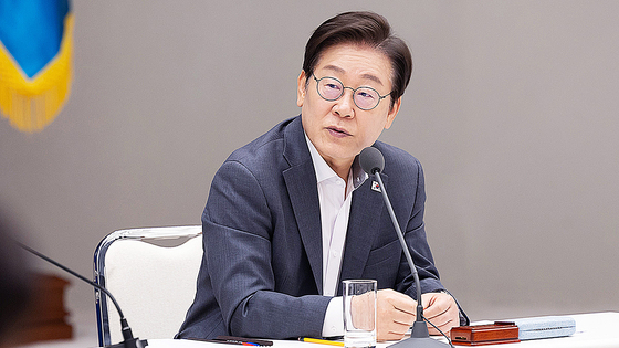 President Lee Jae Myung speaks at a meeting at the presidential office in Yongsan District, central Seoul, on Aug. 1. [PRESIDENTIAL OFFICE]