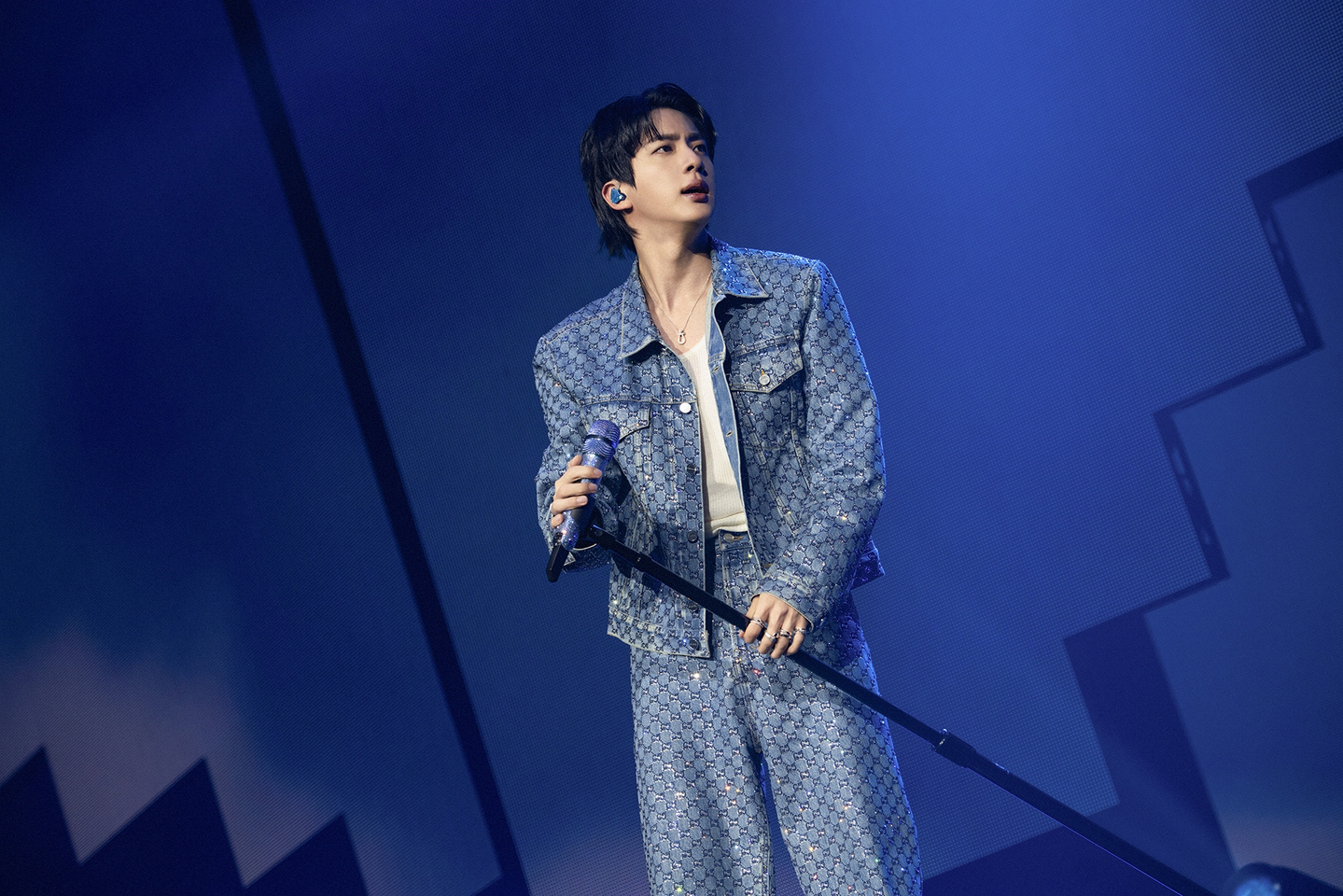BTS's Jin performs at the finale concert of the ″RunSeokjin EP. Tour″ in Amsterdam, the Netherlands, on Aug. 10. [BIGHIT MUSIC]