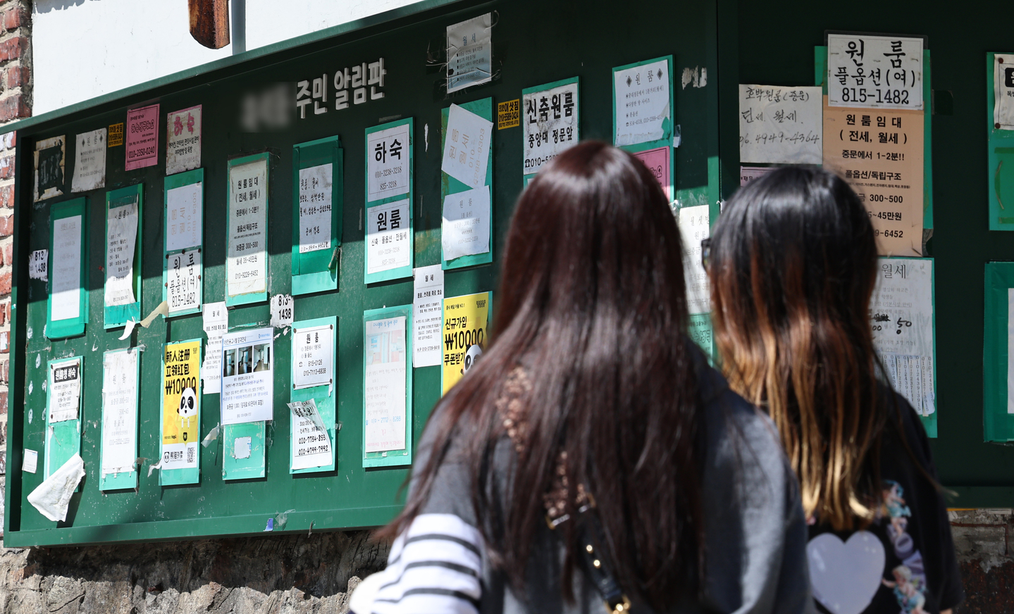 Flyers promoting studio rooms are on a bulletin board in a university town. [NEWS1]