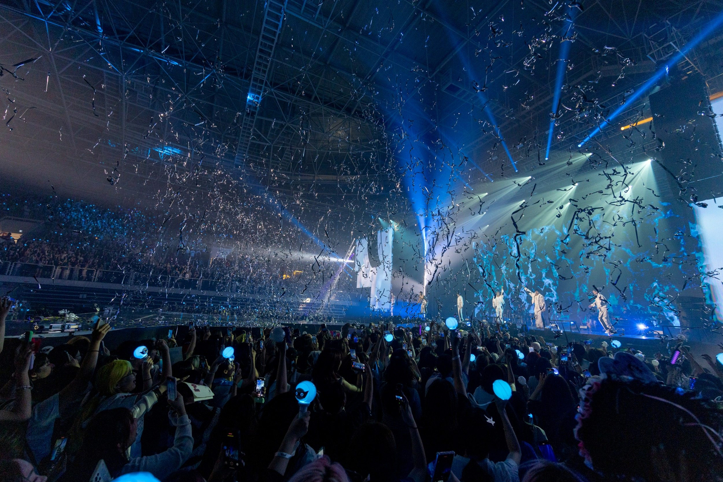 P1Harmony performs during its “P1ustage H: Most Wanted” world tour at Korea University’s Hwajeong Tiger Dome in northern Seoul on Aug. 8. [FNC ENTERTAINMENT] 