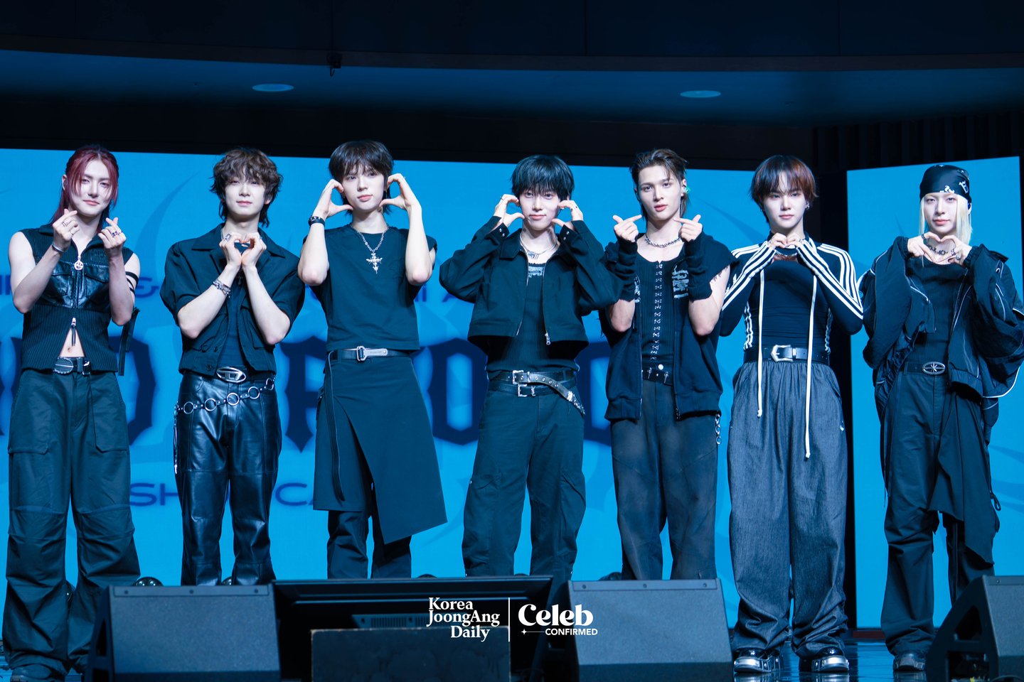 Boy band Ampers&One poses for photos during a showcase for the release of its third EP, “Loud & Proud,” at the Sky Art Hall in western Seoul on Aug. 12. [DANIELA GONZALEZ PEREZ]