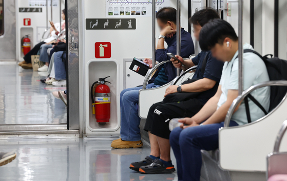 The photo shows a Seoul Subway Line No. 5 train [YONHAP]