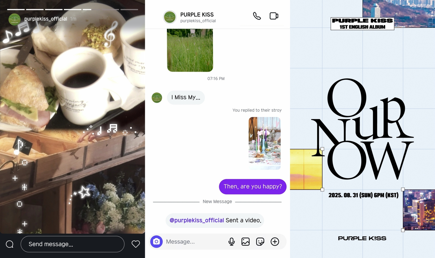 Promotional images for girl group Purple Kiss's upcoming English-language album ″OUR NOW″ [RBW]