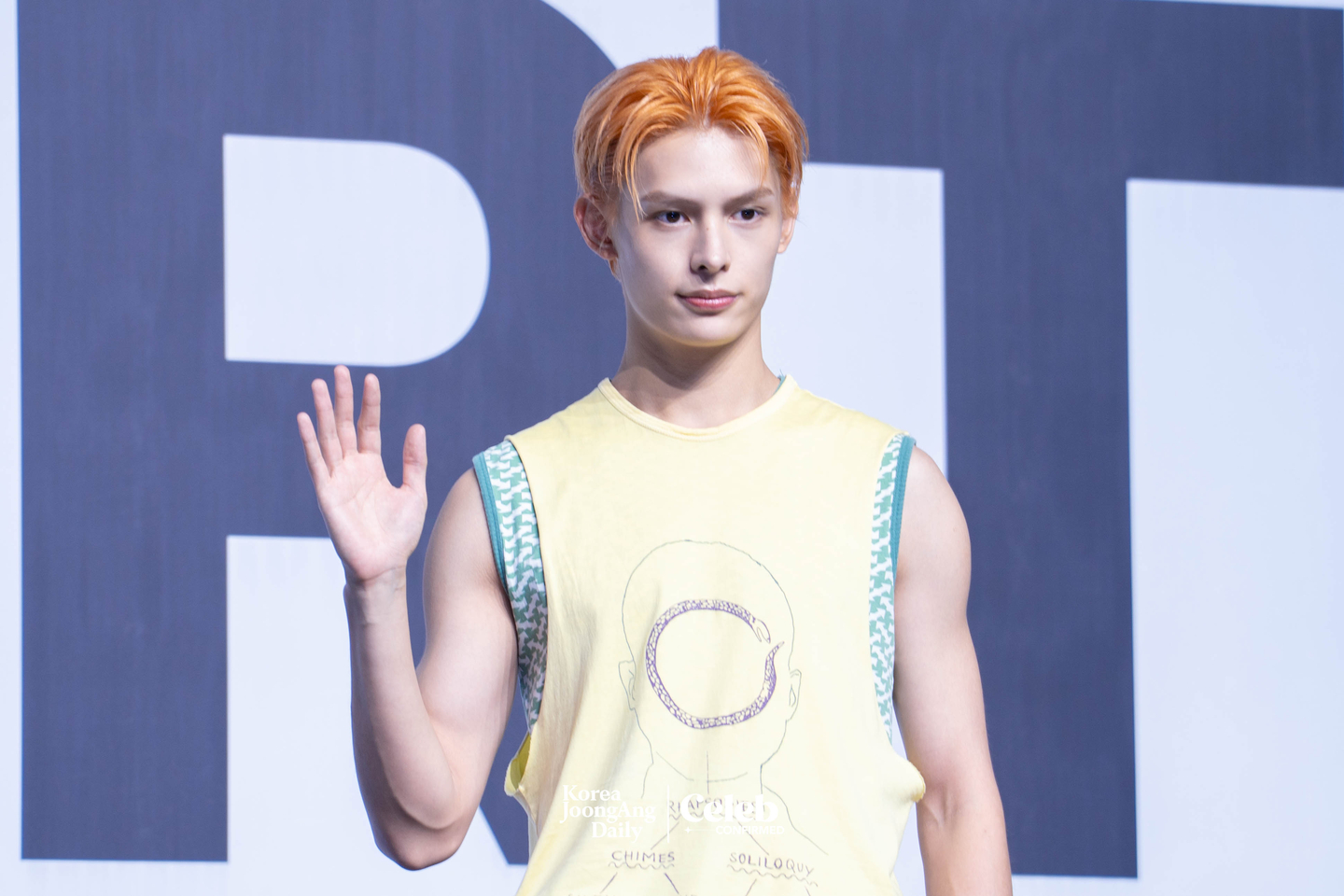 Cortis’s James poses for photos during a showcase for the release of the band’s first EP, ″Color Outside the Lines,″ at the Blue Square in central Seoul on Aug. 18. [DANIELA GONZALEZ PEREZ]