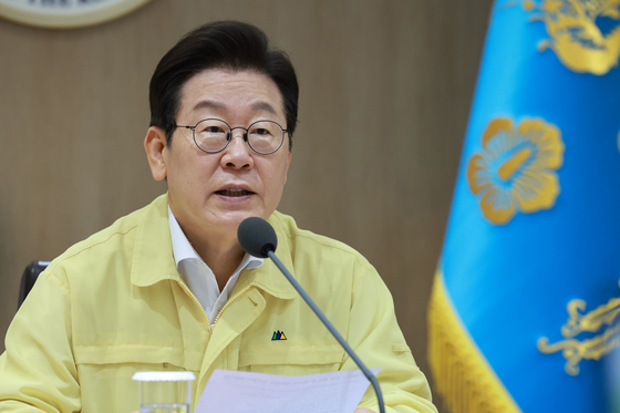 President Lee Jae Myung presides over a Cabinet meeting at the presidential office in Yongsan, central Seoul, on Aug. 18. [YONHAP]
