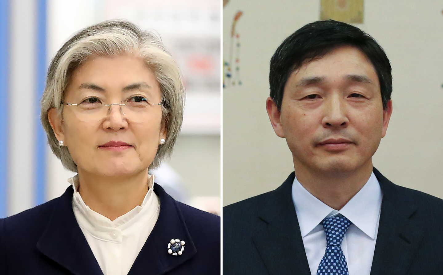 Kang Kyung-hwa, left, former foreign minister, and Lee Hyuk, former ambassador to Vietnam, has been nominated by President Lee Jae Myung as Korea's ambassador to the United States and Japan, respectively. [YONHAP] 
