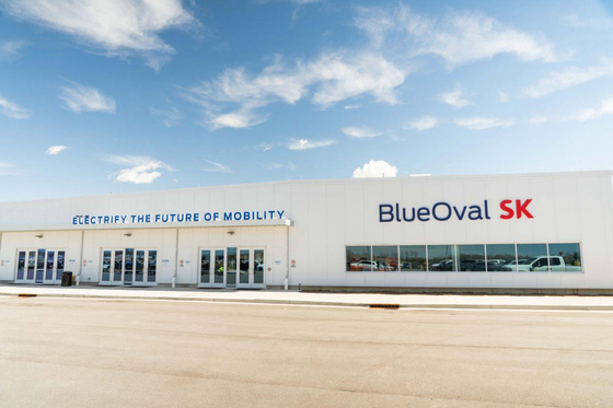 This file photo provided by BlueOval SK shows its Kentucky 1 plant, which began commercial production of car batteries on Aug. 19. [BLUEOVAL SK] 
