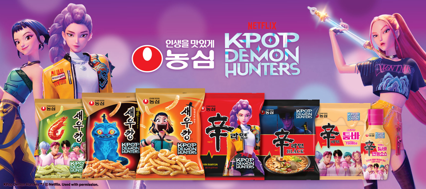 Nongshim has teamed up with the hit Netflix film “KPop Demon Hunters” to launch a new line of limited-edition snacks and ramyeon products. [NONGSHIM]