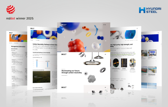 A graphic showing various pages of the Hyundai Steel website [HYUNDAI STEEL]