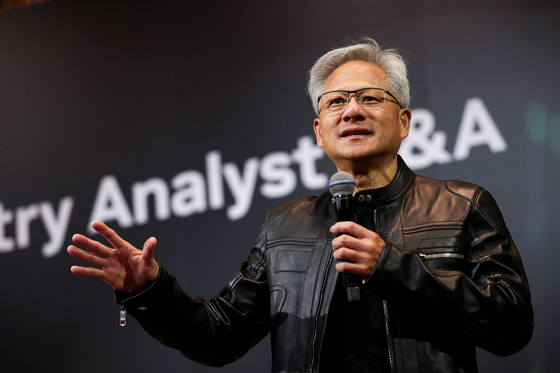 Jensen Huang, co-founder and CEO of Nvidia, speaks during a news conference in Taipei on May 21. [AFP/YONHAP]