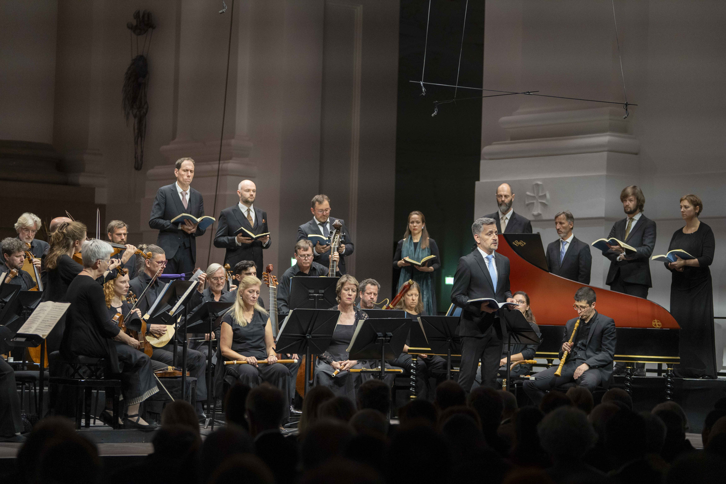 A performance of Bach’s "St John Passion" at the Kollegienkirche in Salzburg, Austria, in July. A small ensemble conveyed sounds of striking clarity. [SALZBURG FESTIVAL] 