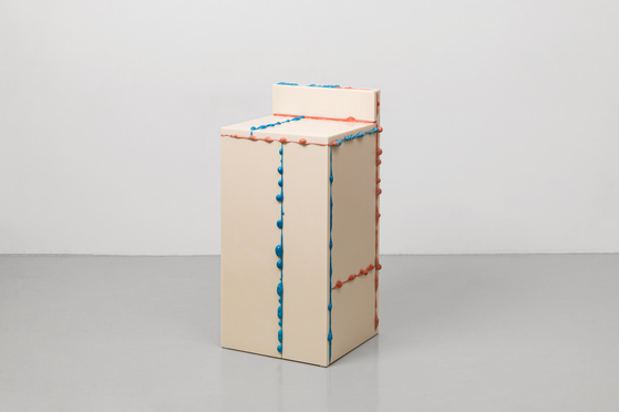"Blue and Orange Bar Stool" (2025) by Sohn Dong-hoon for Side Gallery [SIDE GALLERY]