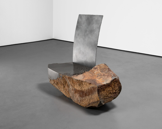 "Stone & Steel Bench" (2025) by Park Won-min for Carpenter’s Workshop [ISABELLA SZUKILOJC]