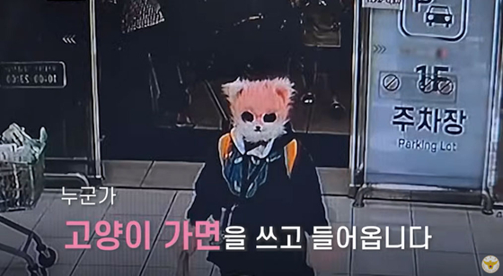 A woman in a cat mask storms a supermarket in Geoje, South Gyeongsang, with knives in hand, on Aug. 2, in this footage released by the National Police Agency on its YouTube channel on Aug. 27. [SCREEN CAPTURE]
