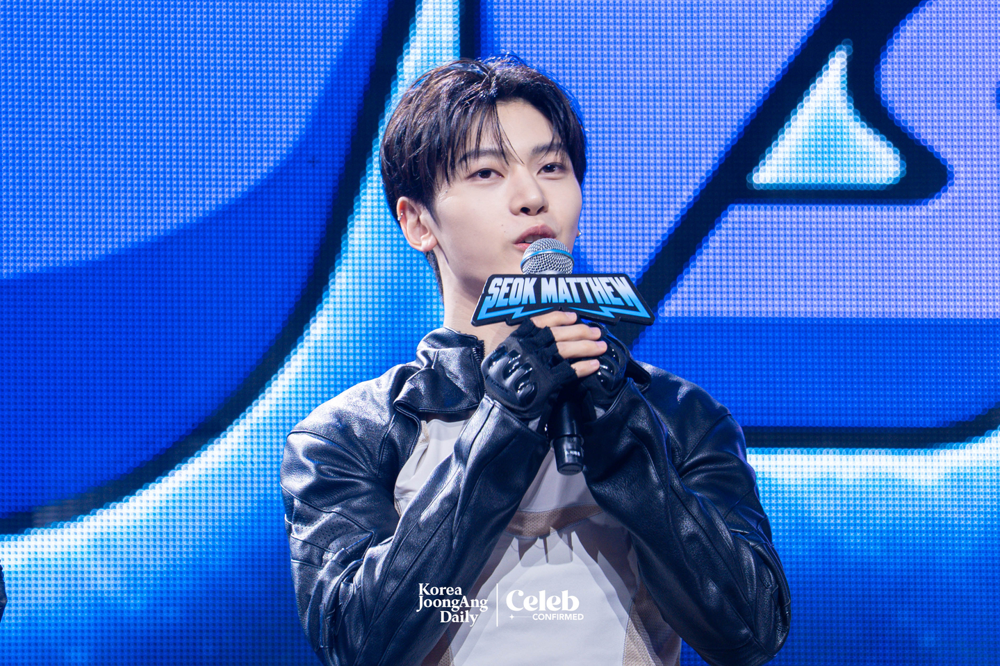 ZeroBaseOne’s Seok Matthew during a showcase for the release of the band’s first full-length album, “Never Say Never,” at the Blue Square in central Seoul on Sept 1. [DANIELA GONZALEZ PEREZ]