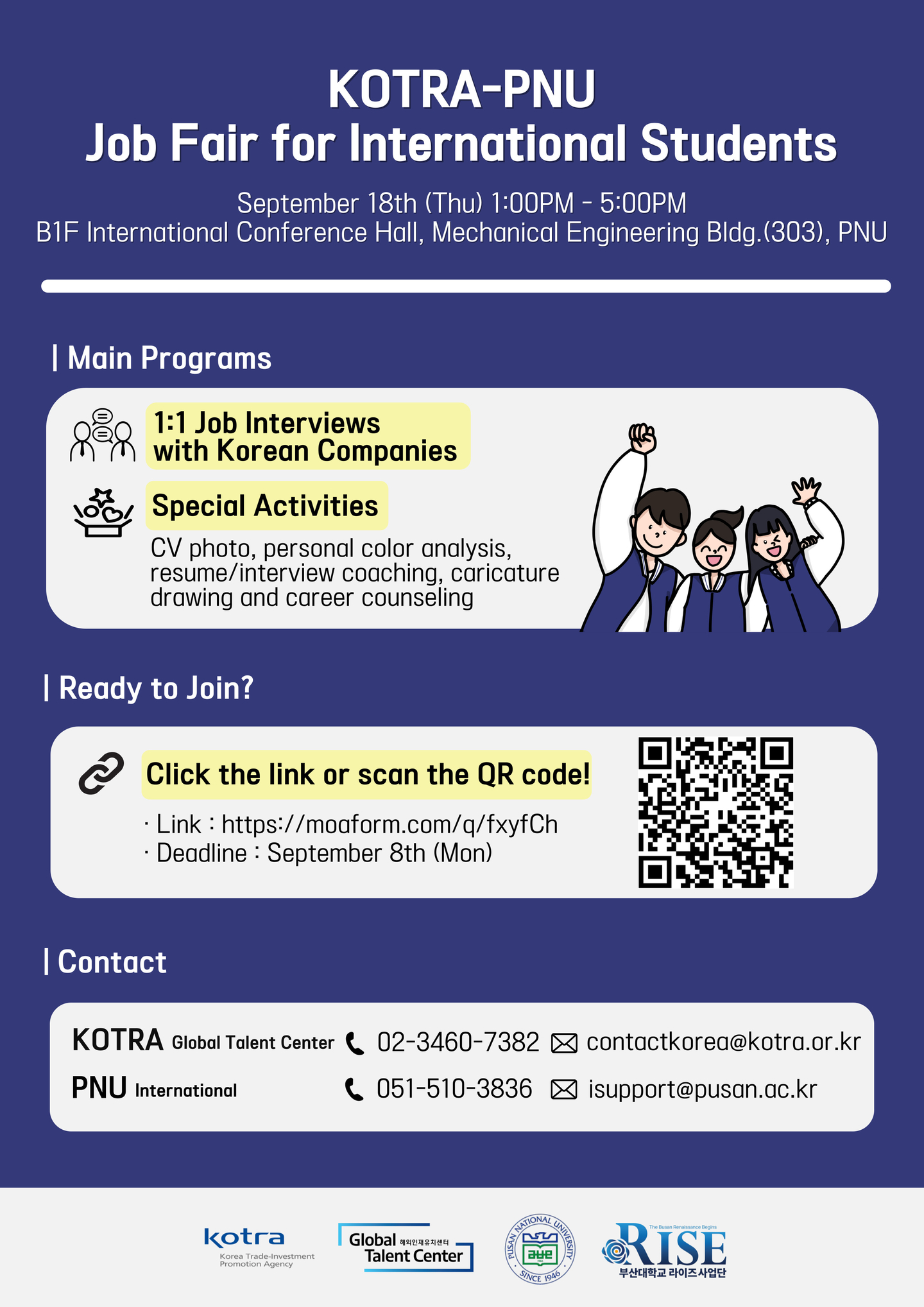 A poster for the Kotra-PNU Job Fair for International Students [SCREEN CAPTURE]