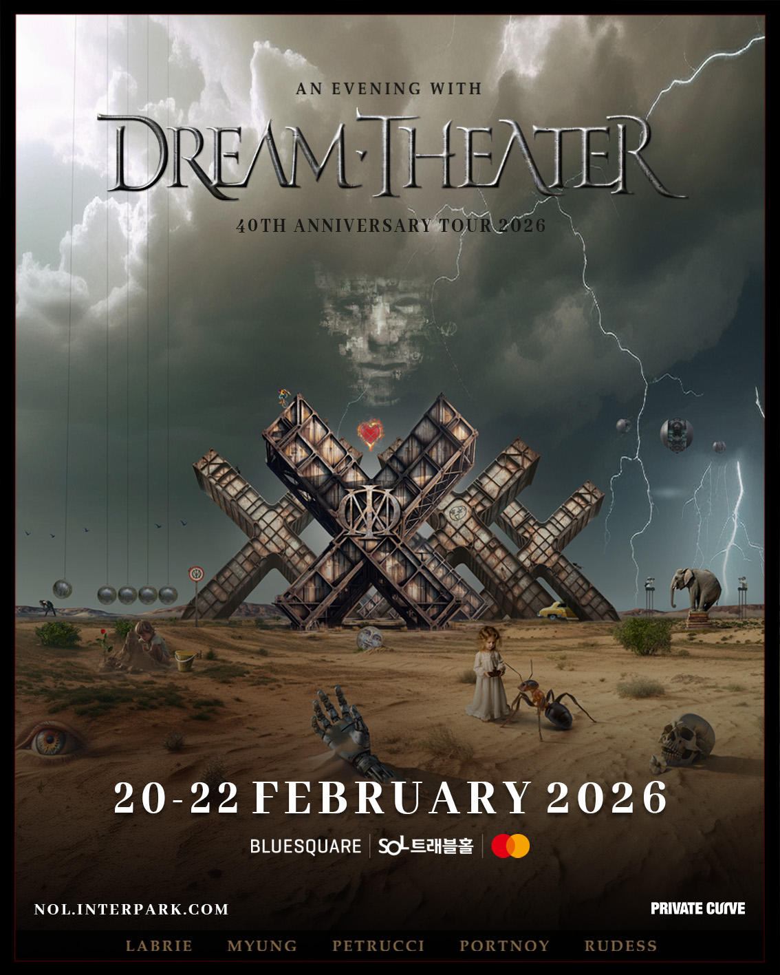 Poster for Dream Theater's upcoming Seoul concerts slated for February 2026. [PRIVATE CURVE]