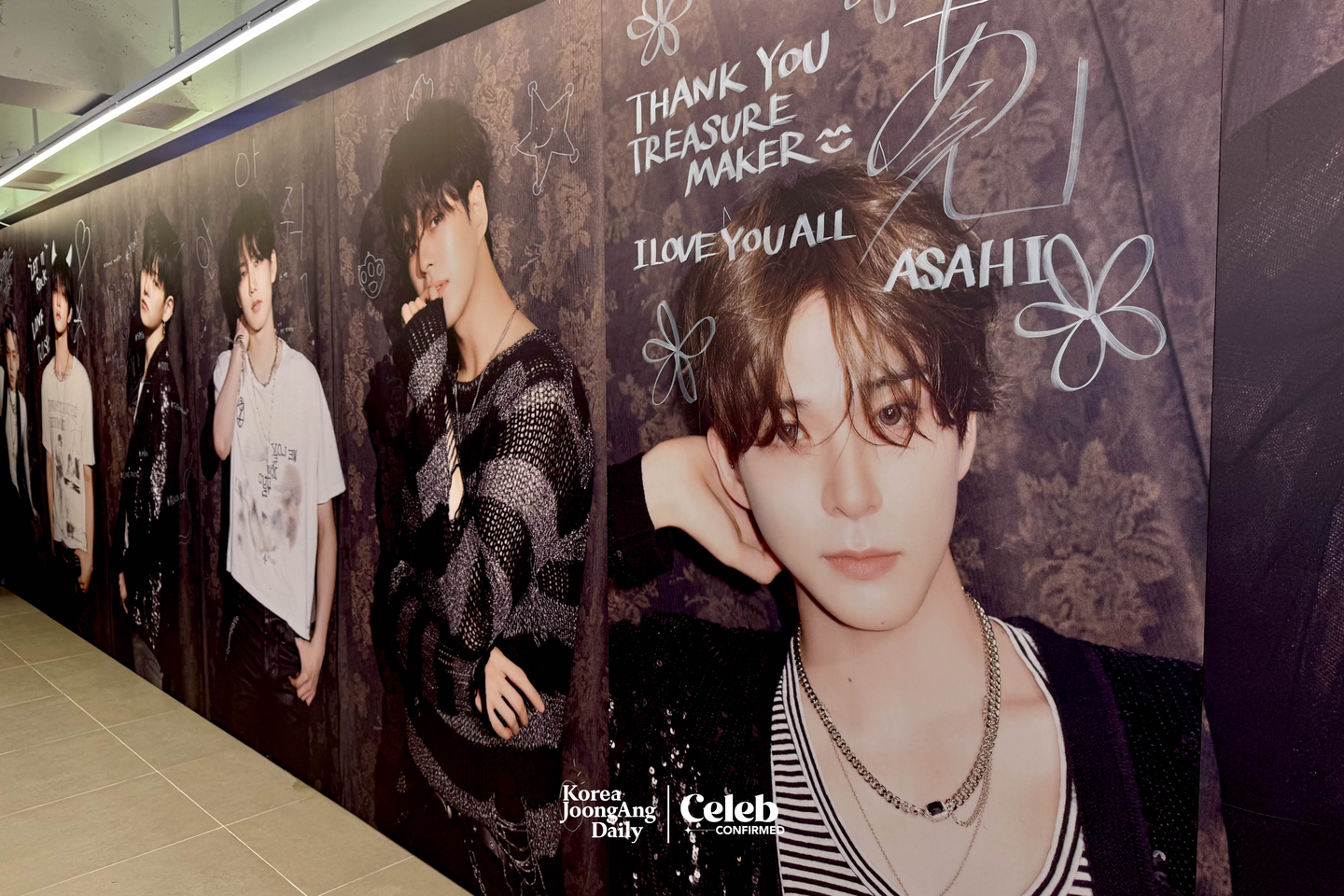 Signatures and doodles by Treasure members at the band’s pop-up store for its new album Love Pulse at Star Square in western Seoul. [DANIELA GONZALEZ PEREZ]