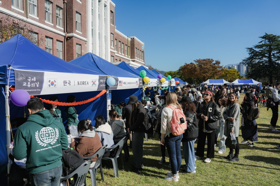 International students of Chonnam National University, a school based in Gwangju, set up booths during the CNU International Day festival on Nov. 6, 2024. Gwangju will host its annual comprehensive education program for international students currently enrolled at universities in the region. [CHONNAM NATIONAL UNIVERSITY]