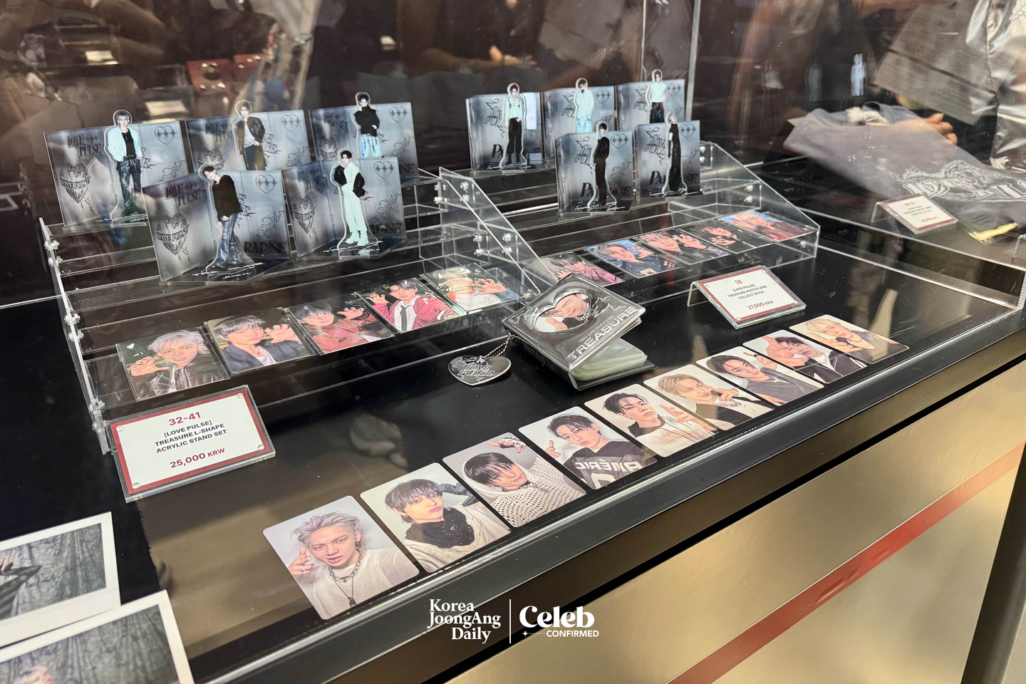 Merchandise at Treasure’s pop-up store for its new album “Love Pulse” at Star Square in western Seoul. [DANIELA GONZALEZ PEREZ]