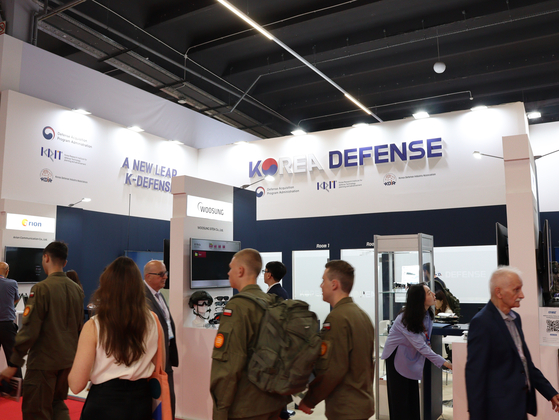 This photo, provided by the Defense Acquisition Program Administration on Sept. 3, shows a booth for Korean defense products at the 2025 International Defense Industry Exhibition in Kielce, Poland. [YONHAP]