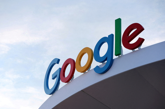 The Google logo is at the Google house at CES 2024, an annual consumer electronics trade show, in Las Vegas on Jan. 10, 2024. [REUTERS/YONHAP]