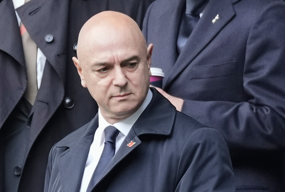 Daniel Levy, executive chairman of Tottenham Hotspur, looks on during the English Premier League football match between Tottenham Hotspur and West Ham United on Oct. 19, 2024, at the Tottenham Hotspur Stadium in London. [AP/YONHAP]
