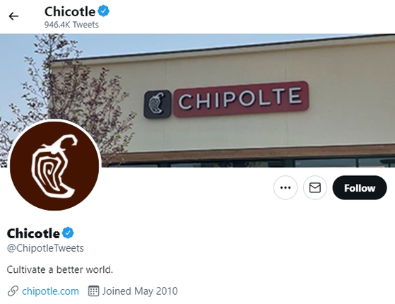 Mexican grill franchise Chipotle's X page [SCREEN CAPTURE] 