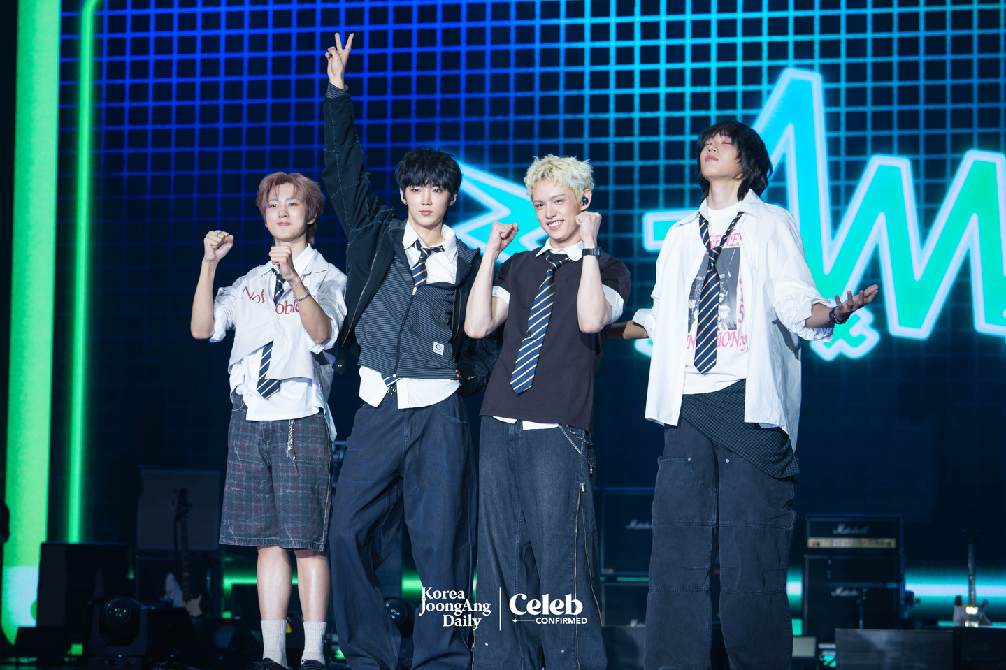 Rock band AxMxP poses for photos during a showcase for the release of its first full-length album, “AxMxP,” at Olympic Hall in southern Seoul on Sept 10. [DANIELA GONZALEZ PEREZ]