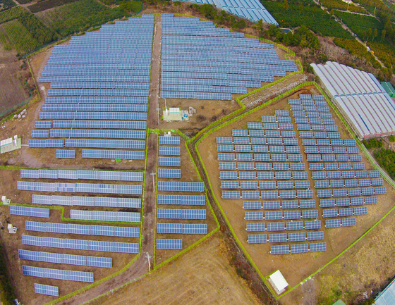 A view of a solar power plant installed on farmland in Seogwipo, Jeju [JEJU]
