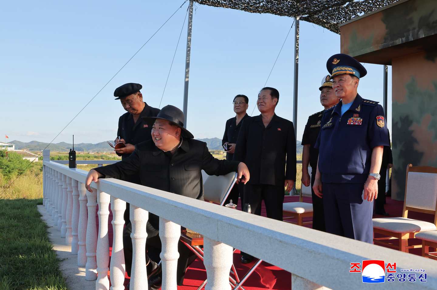 North Korean leader Kim Jong-un oversees a performance test of unmanned weapons systems developed and produced by research institutes and factories under the Unmanned Aeronautical Technology Complex on Sept. 18. [KCNA]