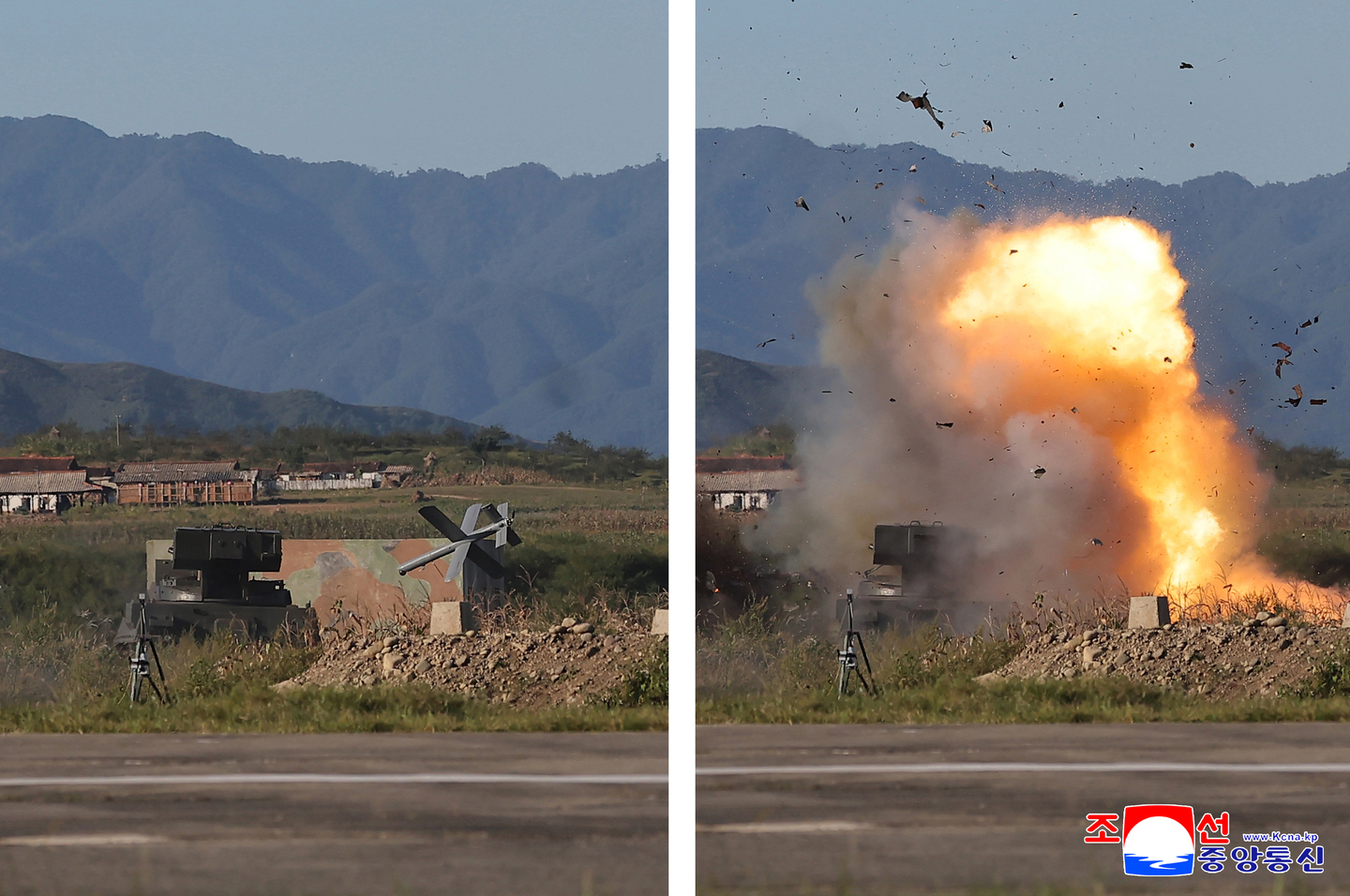 North Korean leader Kim Jong-un oversaw a performance test of unmanned weapons systems developed and produced by research institutes and factories under the Unmanned Aeronautical Technology Complex on Sept. 18. [KCNA]