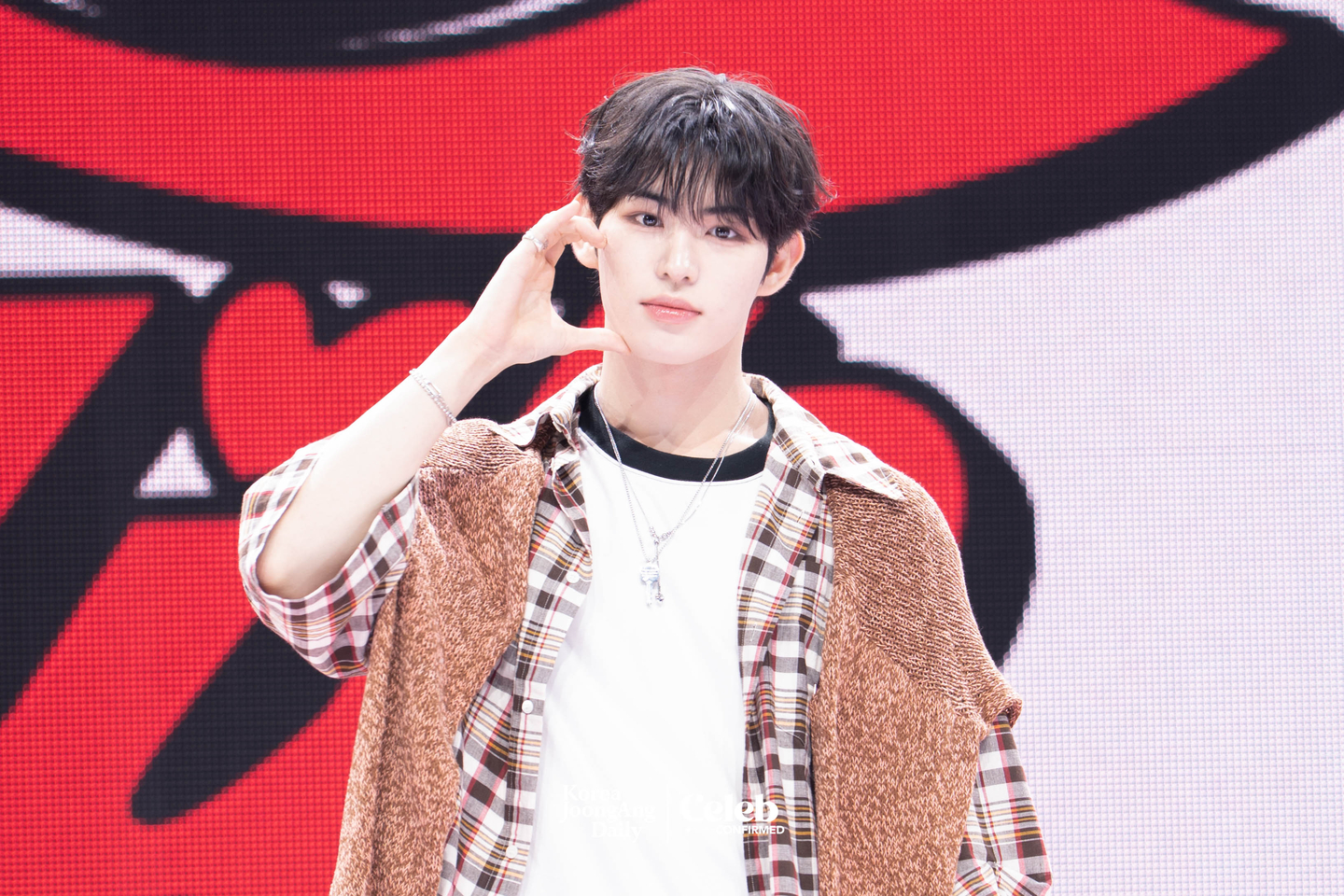 KickFlip’s Minje poses for photos during a showcase for the release of the group’s third EP, “My First Flip,” at Yes24 Live Hall in eastern Seoul on Sept. 22. [DANIELA GONZALEZ PEREZ]