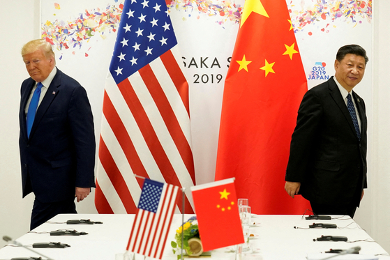 U.S. President Donald Trump attends a bilateral meeting with China's President Xi Jinping during the G20 leaders summit in Osaka, Japan, June 29, 2019. [REUTERS/YONHAP]