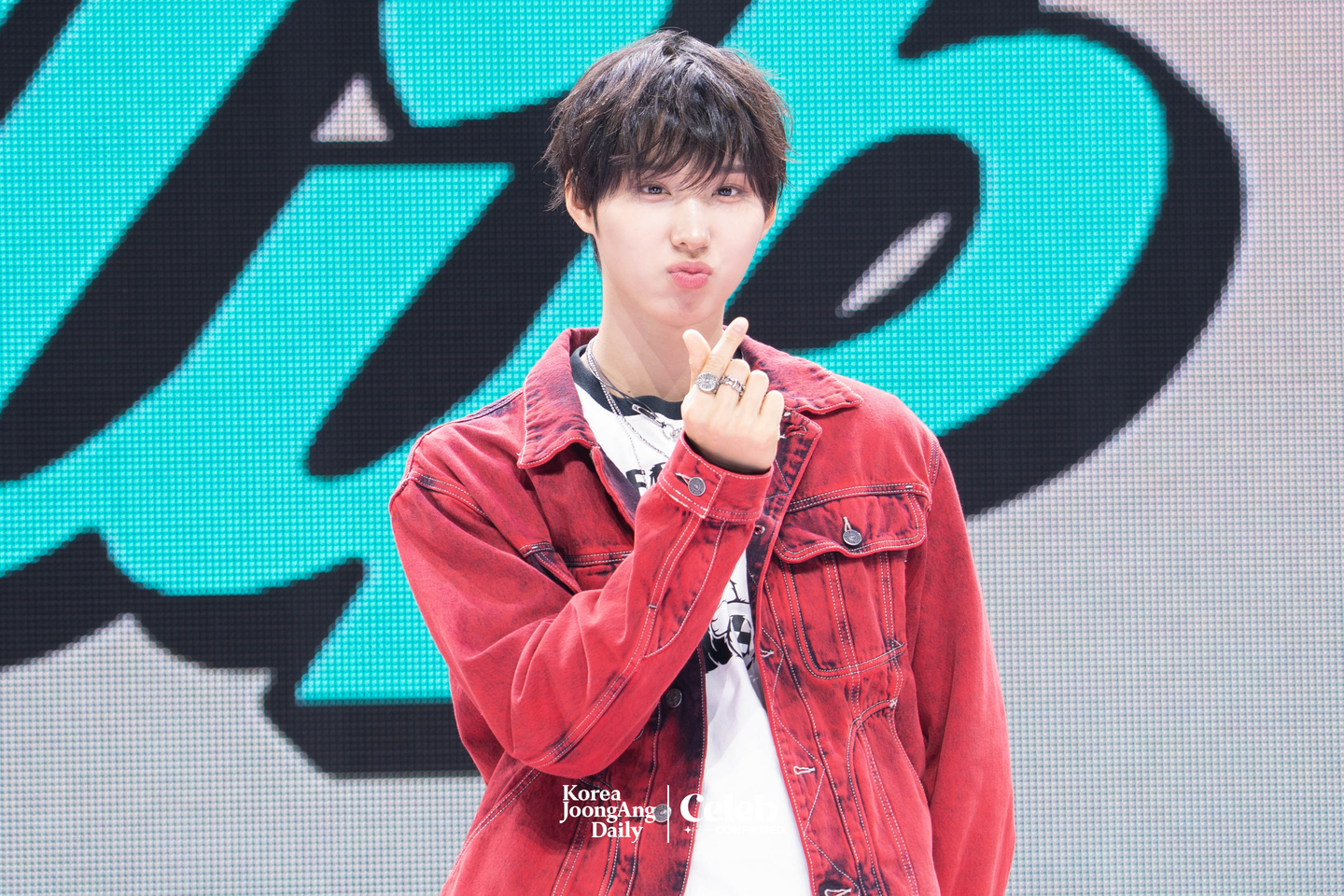 KickFlip’s Juwang poses for photos during a showcase for the release of the group’s third EP, “My First Flip,” at Yes24 Live Hall in eastern Seoul on Sept. 22. [DANIELA GONZALEZ PEREZ]