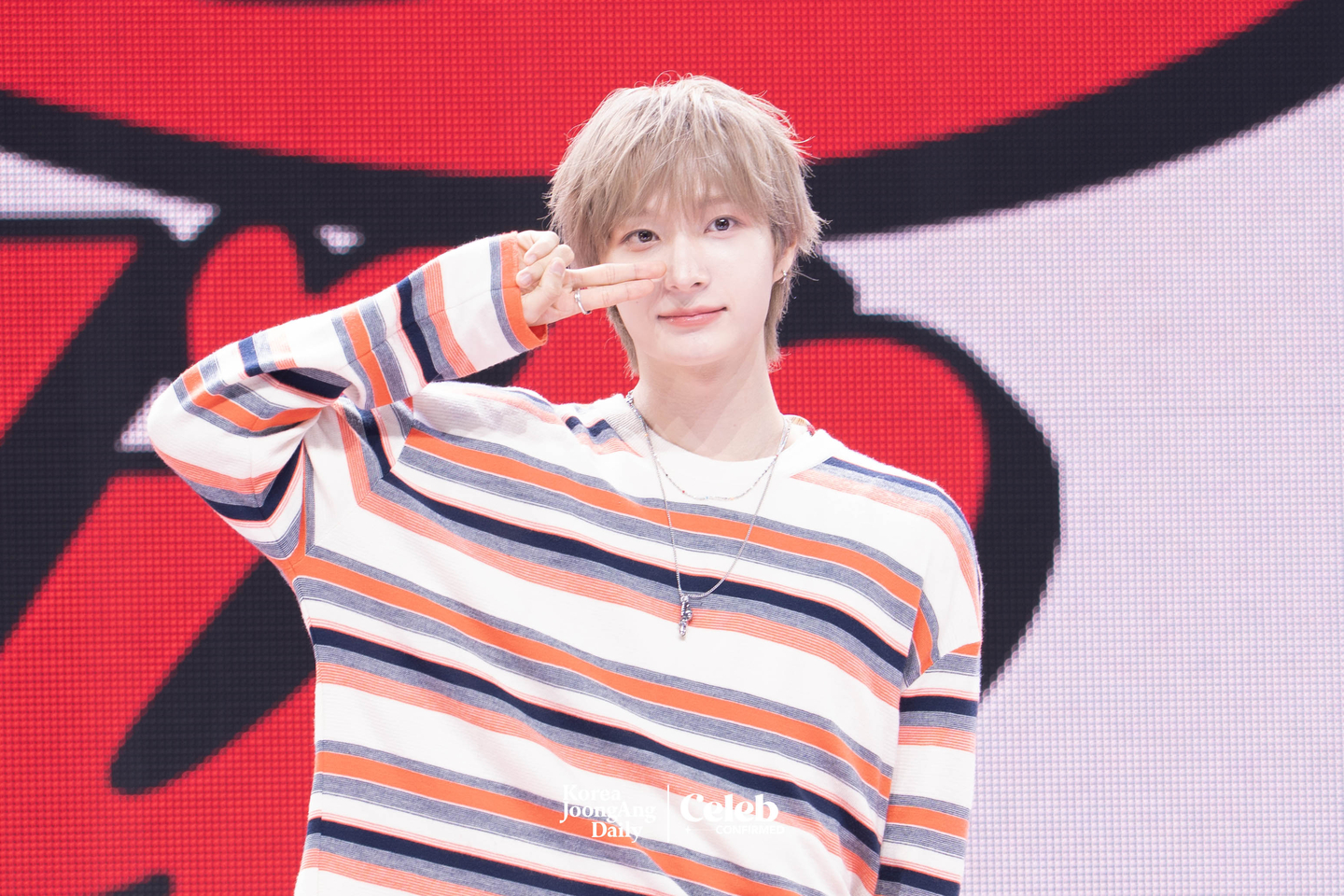 KickFlip’s Donghwa poses for photos during a showcase for the release of the group’s third EP, “My First Flip,” at Yes24 Live Hall in eastern Seoul on Sept. 22. [DANIELA GONZALEZ PEREZ]