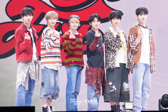 Boy band KickFlip poses for photos during a showcase for the release of its third EP, “My First Flip,” at Yes24 Live Hall in eastern Seoul on Sept. 22. [DANIELA GONZALEZ PEREZ]