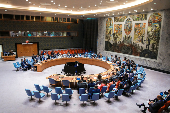 A view of the UN Security Council after a vote on a resolution that would permanently lift UN sanctions on Iran at the UN headquarters in New York on Sept. 19. President Lee Jae Myung will preside over an open debate of the Security Council on Sept. 24. [REUTERS/YONHAP]