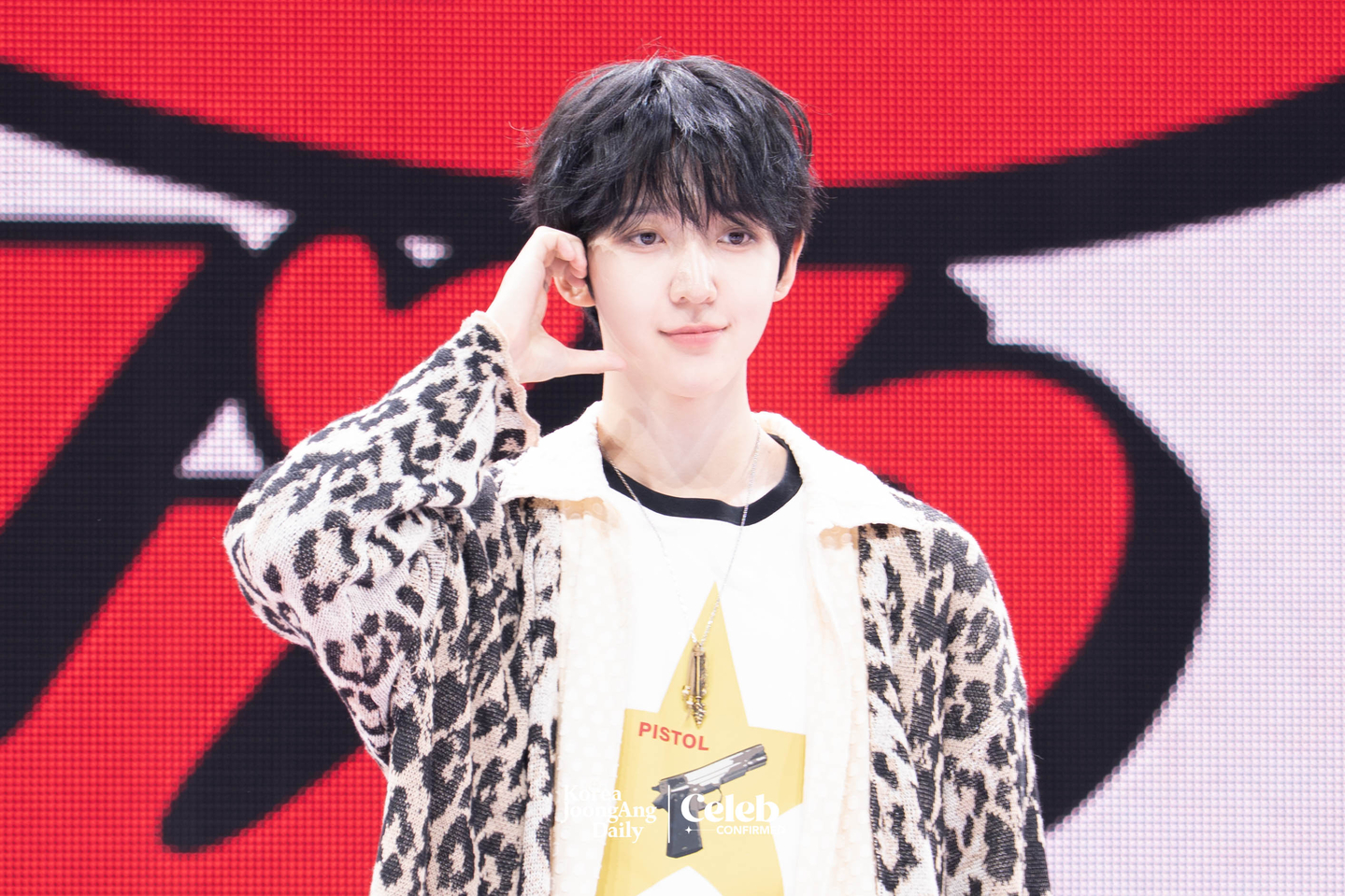 KickFlip’s Donghyeon poses for photos during a showcase for the release of the group’s third EP, “My First Flip,” at Yes24 Live Hall in eastern Seoul on Sept. 22. [DANIELA GONZALEZ PEREZ]
