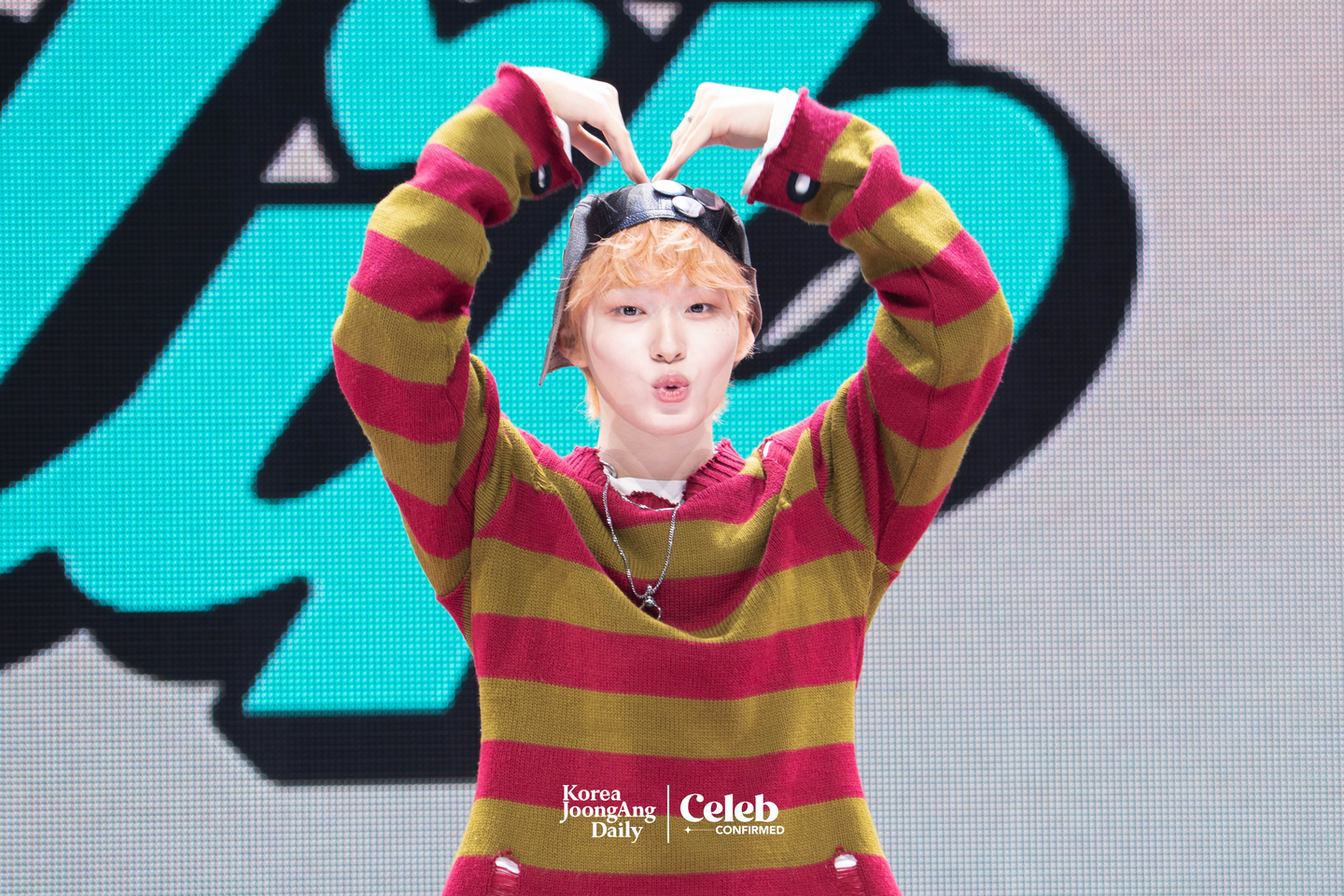 KickFlip’s Keiju poses for photos during a showcase for the release of the group’s third EP, “My First Flip,” at Yes24 Live Hall in eastern Seoul on Sept. 22. [DANIELA GONZALEZ PEREZ]